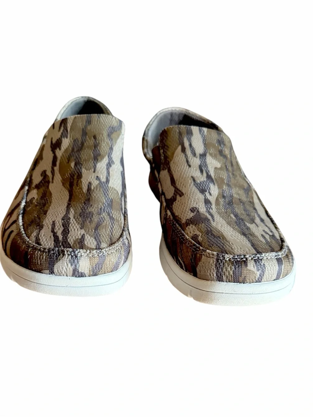 Huk Men's Camouflage Tan Brown Slip On Gorpcore Coastal Casual Deck Shoes Sz 10